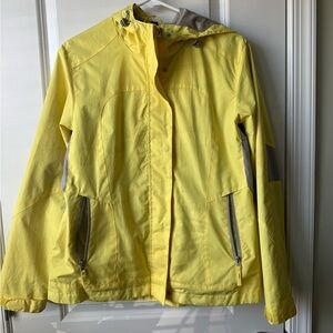 Free Country Yellow and Gray Hooded Windbreaker Jacket